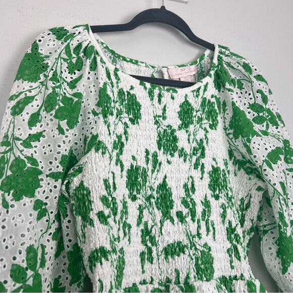 Rachel Parcell | Eyelet Smocked Green White Graden Party Dress Green White M - Picture 6 of 11